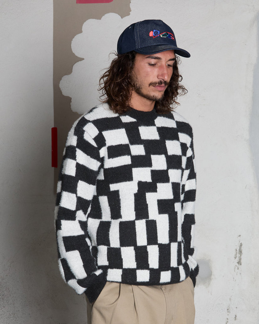 Carrau Check Sweater - Black