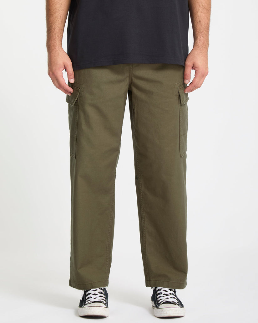 Billow Tapered Elasticated Waist Cargo - Sage Leaf
