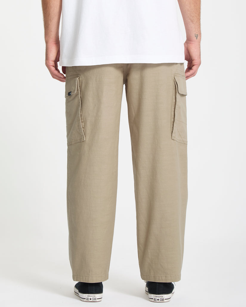 Billow Tapered Elasticated Waist Cargo Trousers - Khaki