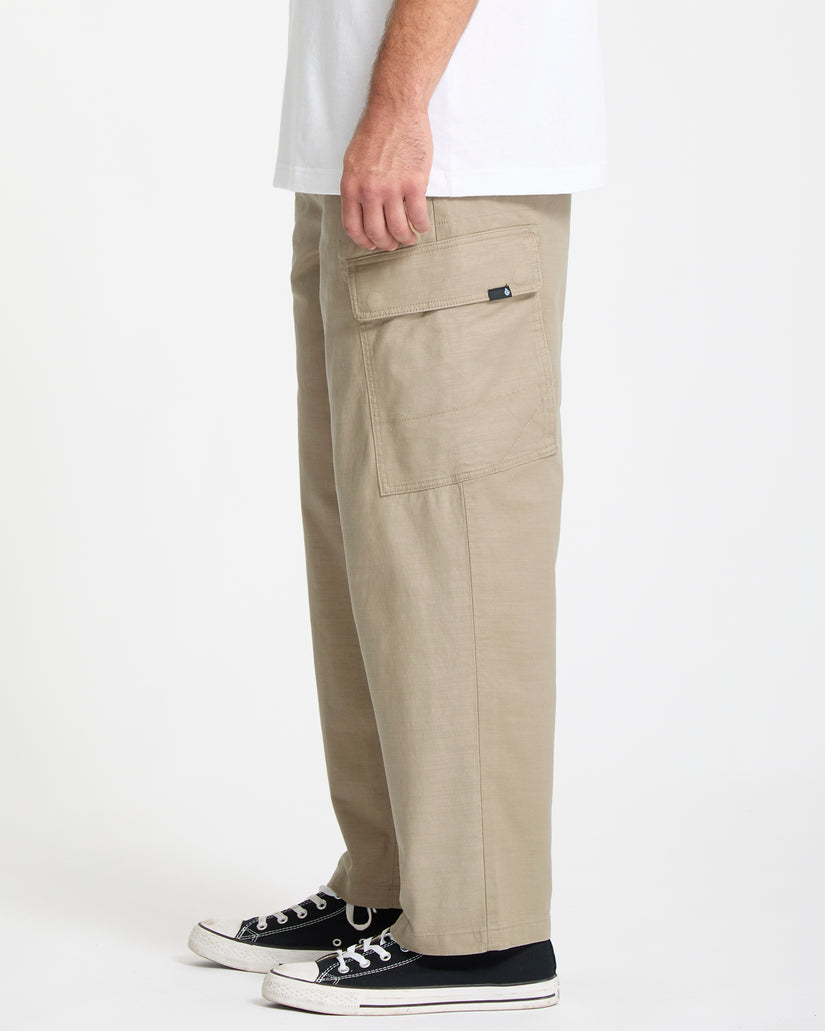 Billow Tapered Elasticated Waist Cargo Trousers - Khaki