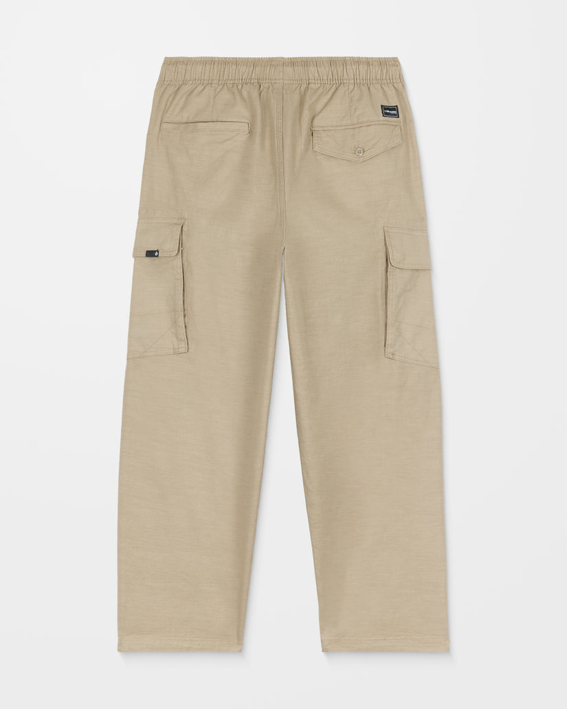 Billow Tapered Elasticated Waist Cargo Trousers - Khaki