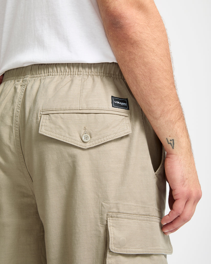 Billow Tapered Elasticated Waist Cargo Trousers - Khaki