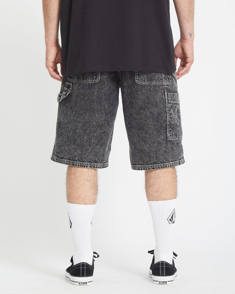 Labored Denim Utility Short - LIGHT ACID BLACK
