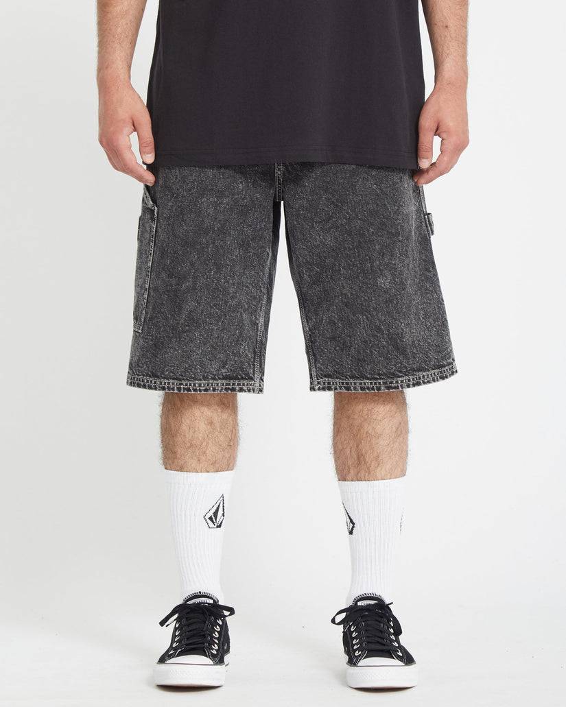Labored Denim Utility Short - LIGHT ACID BLACK