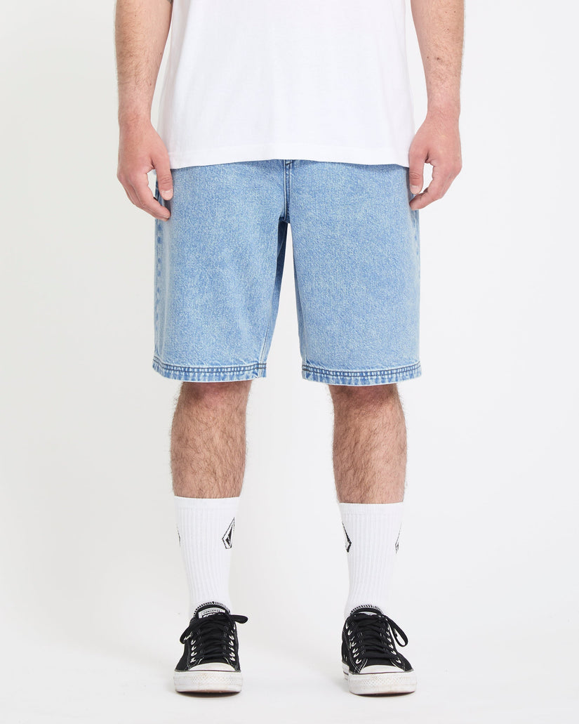 Freazy 22" Denim Elasticated Waist Short - Pale Aqua