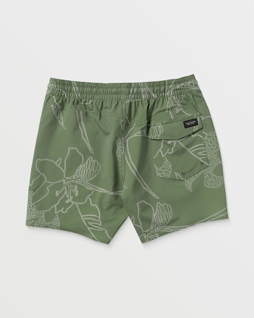 Lido Print Trunk 16" Boardshort - LIGHT OLIVE
