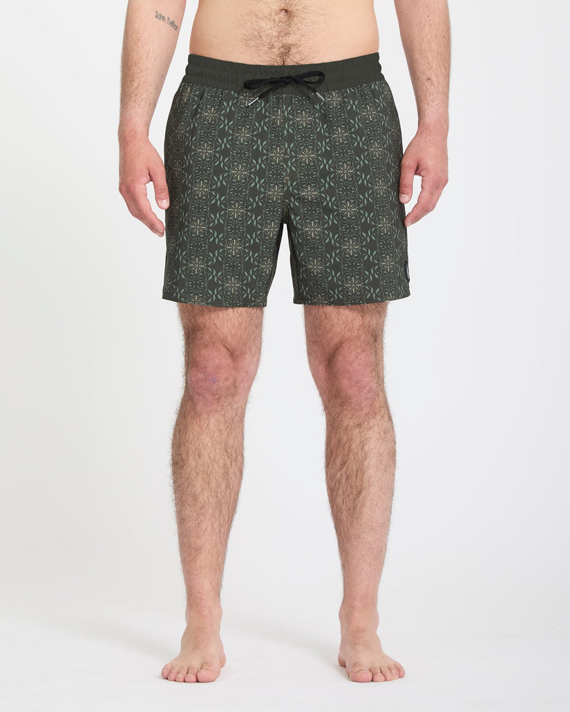 Lido Print Trunk 16" Boardshort - Squadron Green