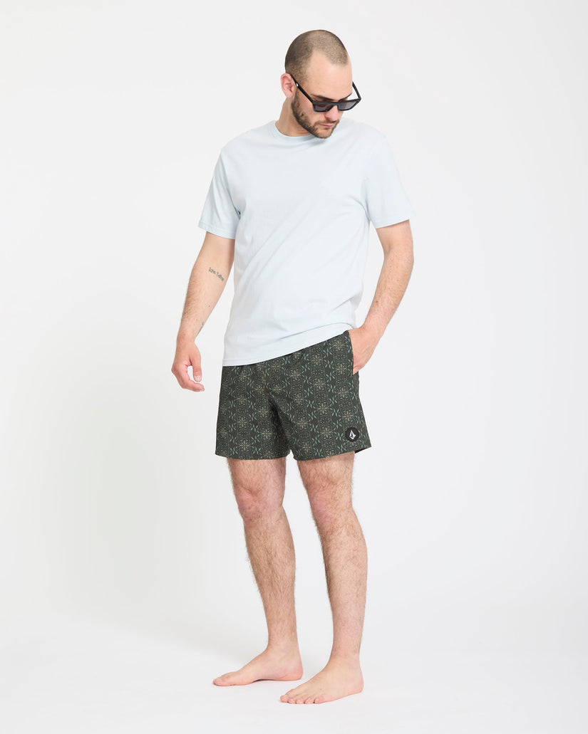 Lido Print Trunk 16" Boardshort - Squadron Green
