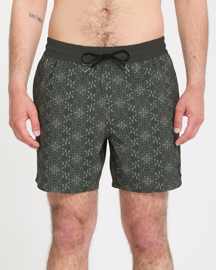 Lido Print Trunk 16" Boardshort - Squadron Green