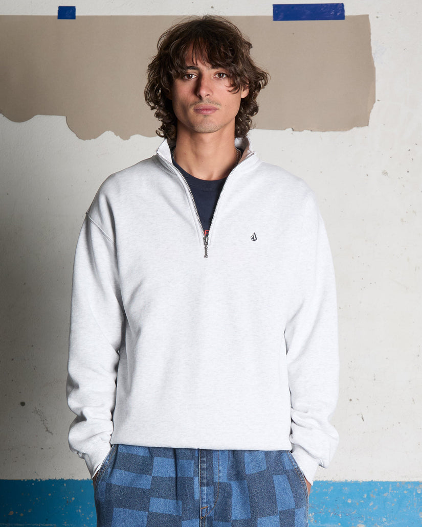Single Stone Quarter Zip Sweatshirt - Bone Heather
