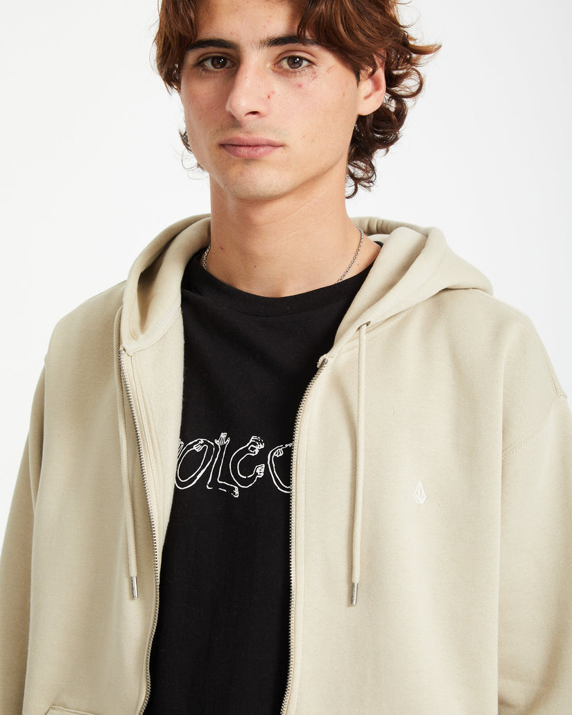Sweat à Capuche Zippé Single Stone - LIGHT KHAKI