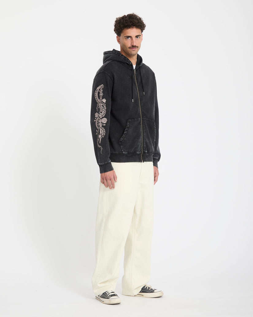 Die By The Stone Full Zip Hoodie - Light Acid Black