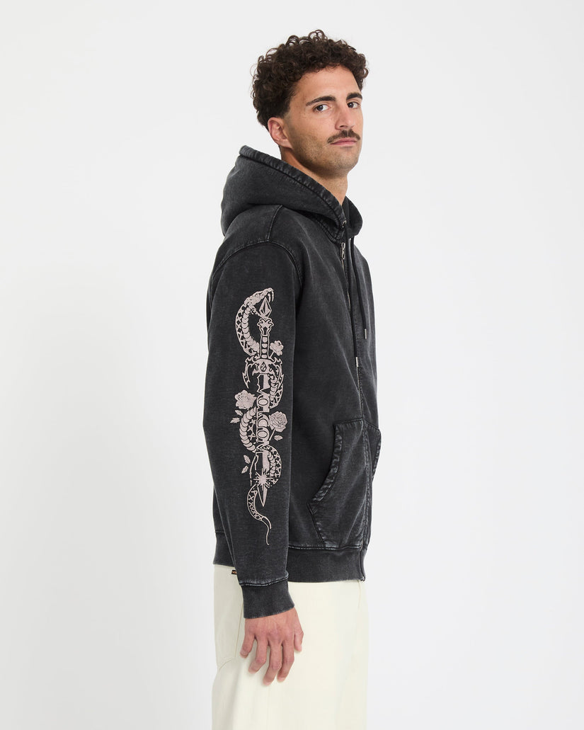 Die By The Stone Full Zip Hoodie - Light Acid Black