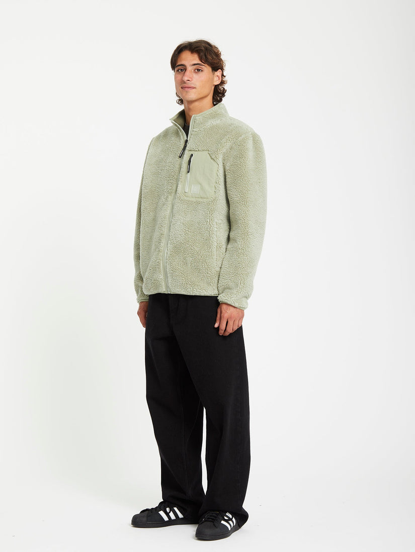 Sweat Sherpa Zippé Muzzer Fuzzar - GREEN TEA
