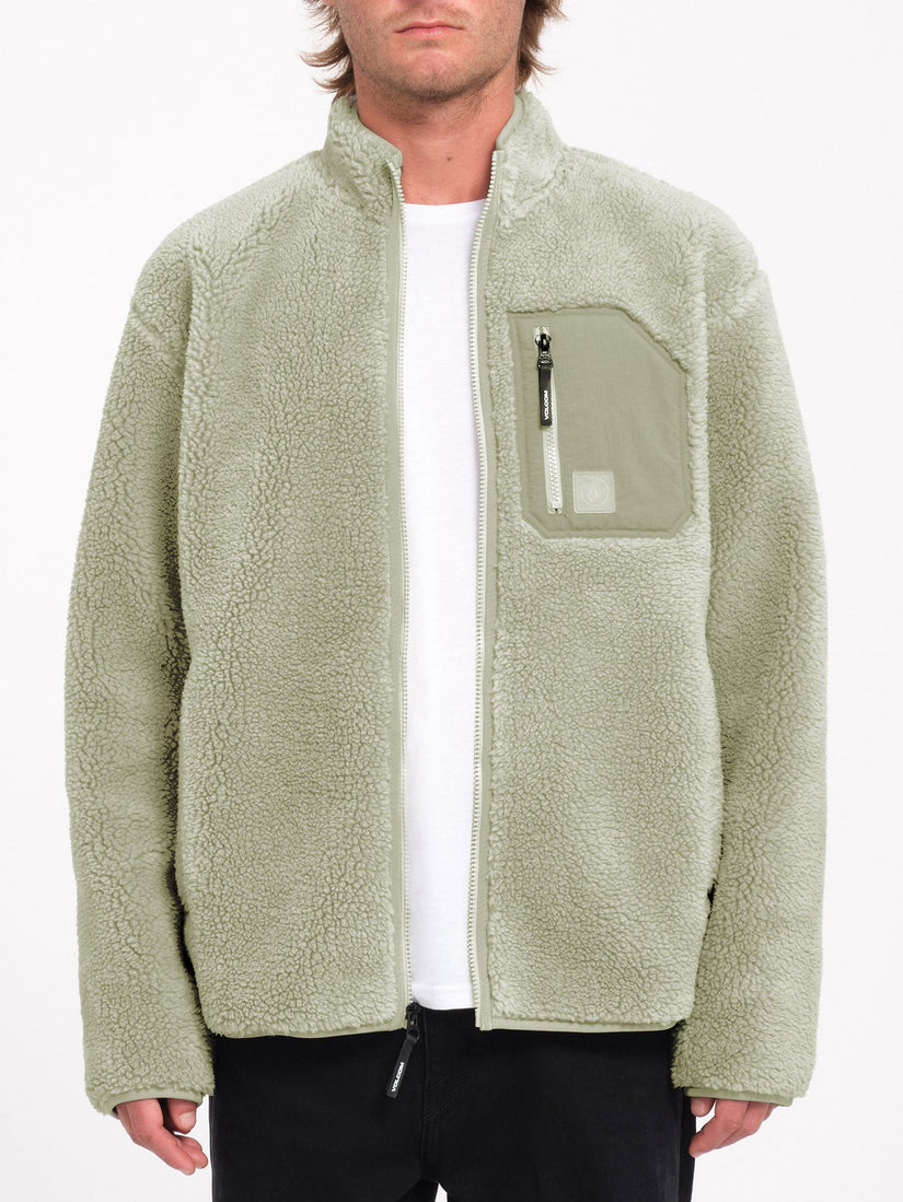 Sweat Sherpa Zippé Muzzer Fuzzar - GREEN TEA