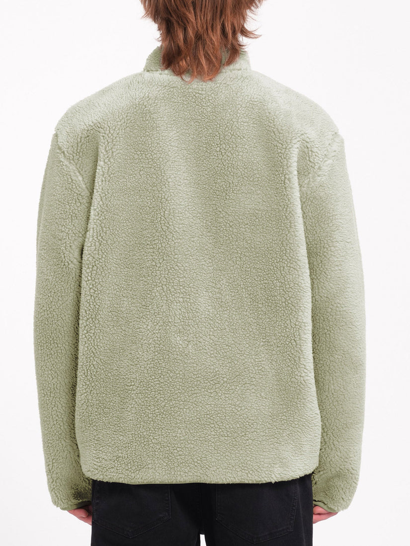 Sweat Sherpa Zippé Muzzer Fuzzar - GREEN TEA