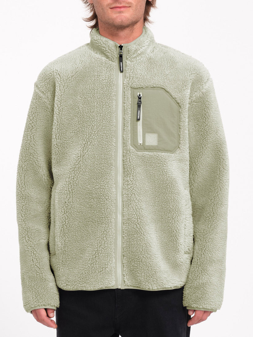 Sweat Sherpa Zippé Muzzer Fuzzar - GREEN TEA