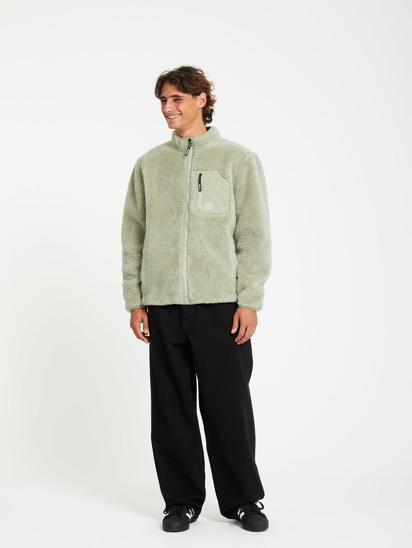 Sweat Sherpa Zippé Muzzer Fuzzar - GREEN TEA