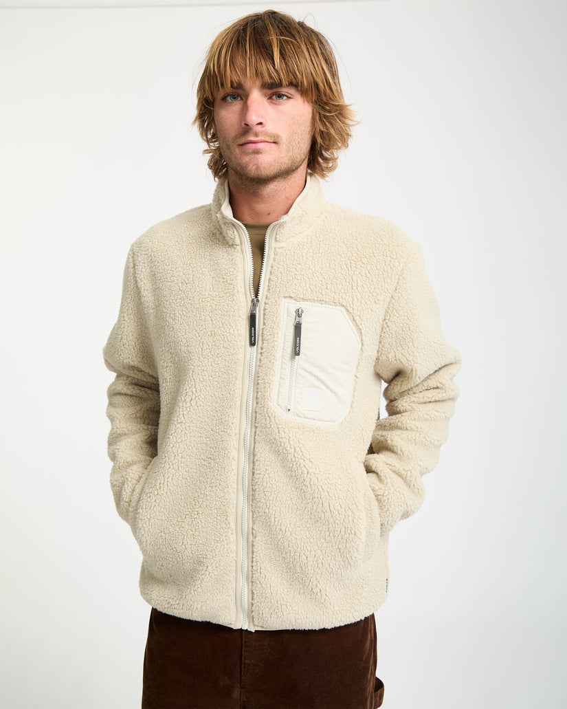 Muzzer Fuzzar Zip Sherpa Sweatshirt - Stone
