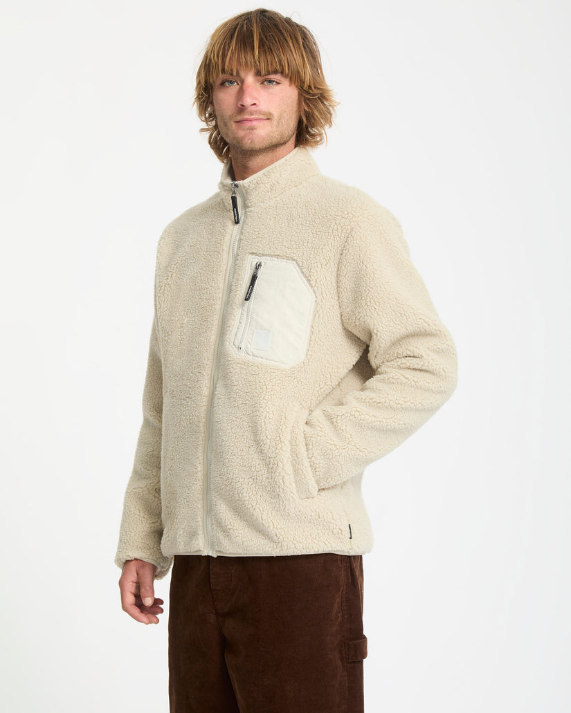 Muzzer Fuzzar Zip Sherpa Sweatshirt - Stone