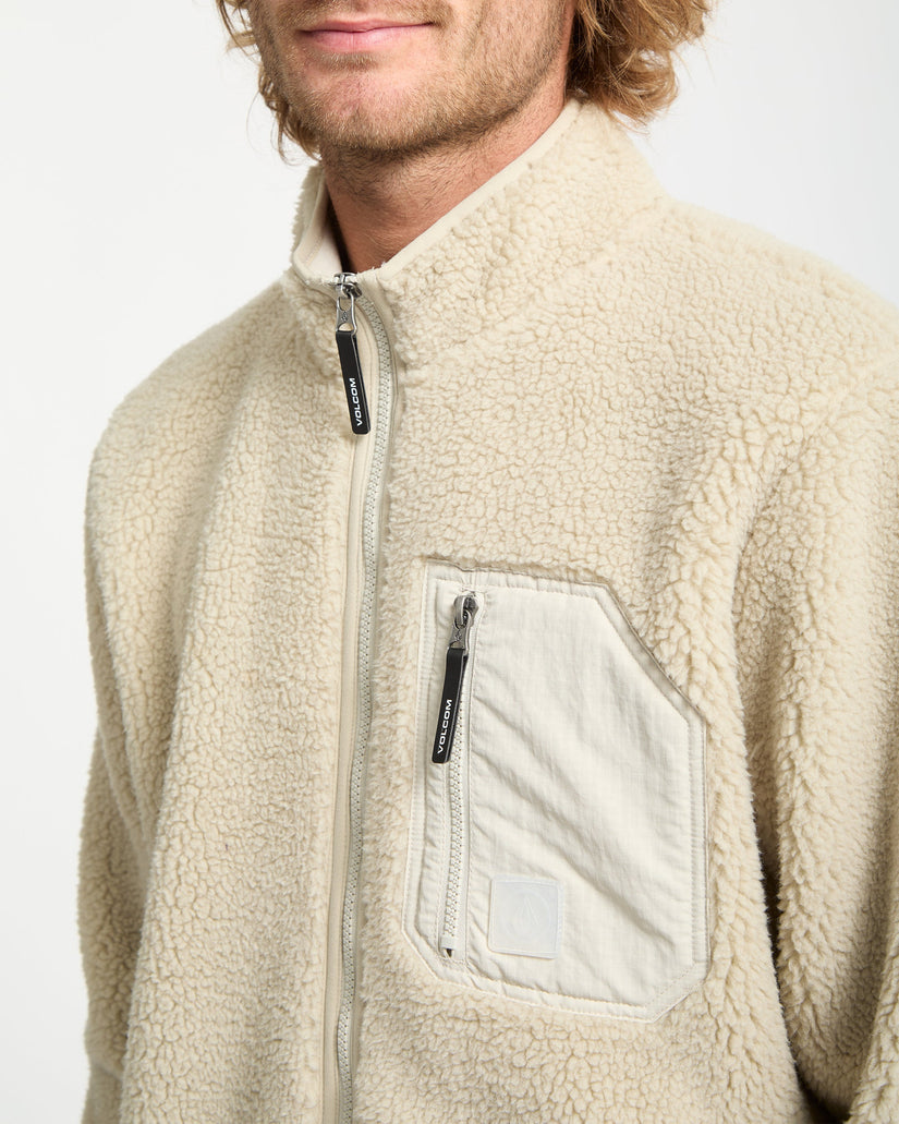 Muzzer Fuzzar Zip Sherpa Sweatshirt - Stone