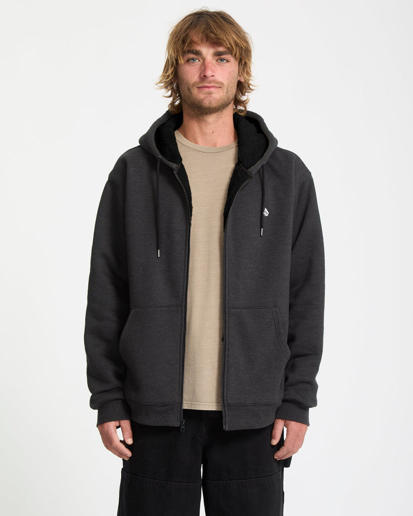 Single Stone Lined Zip Hoodie - Heather Black