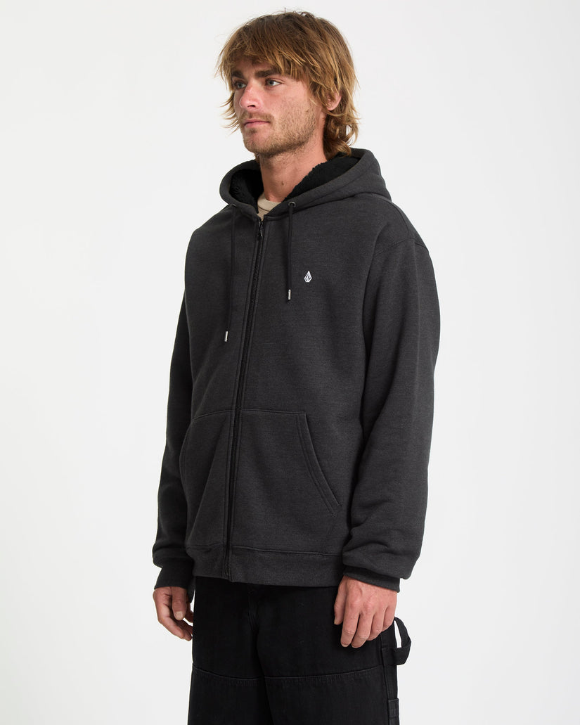 Single Stone Lined Zip Hoodie - Heather Black