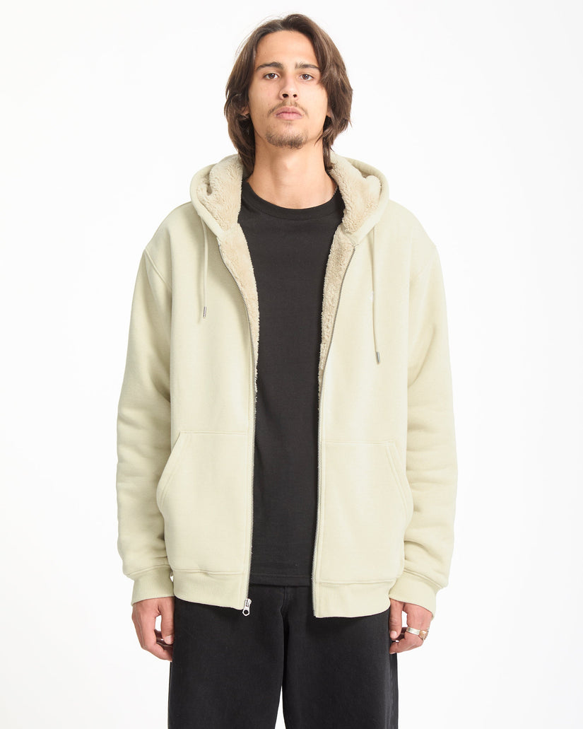 Single Stone Lined Zip Hoodie - Light Beige