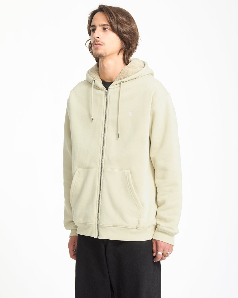 Single Stone Lined Zip Hoodie - Light Beige