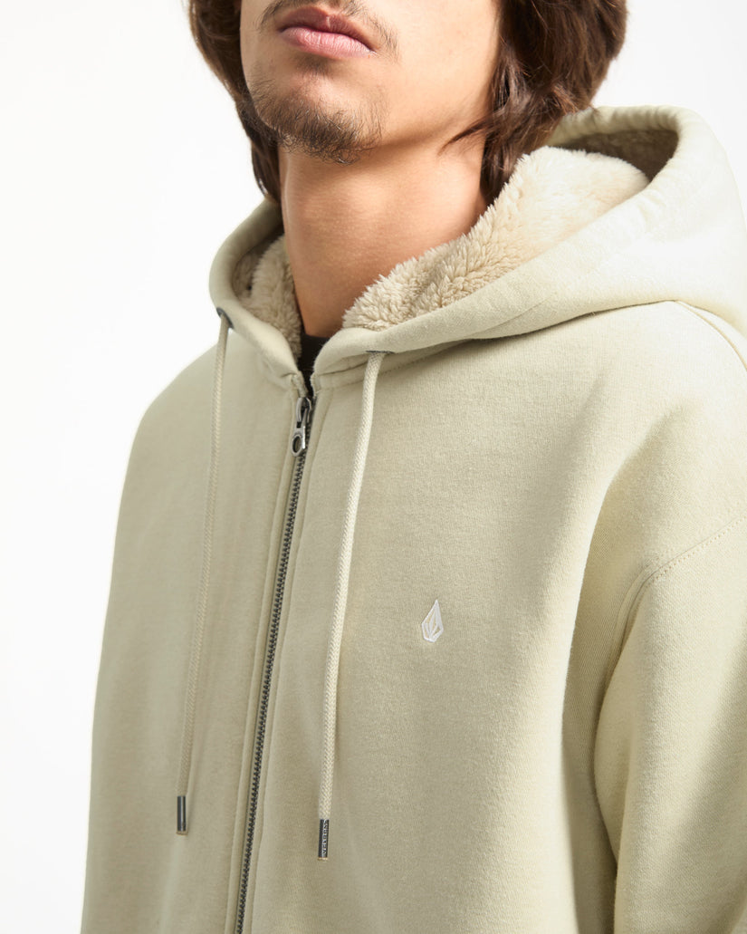 Single Stone Lined Zip Hoodie - Light Beige