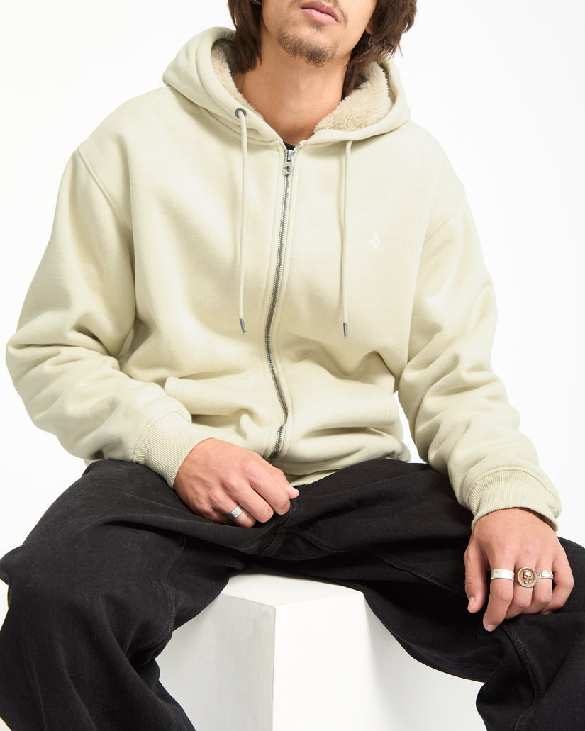 Single Stone Lined Zip Hoodie - Light Beige