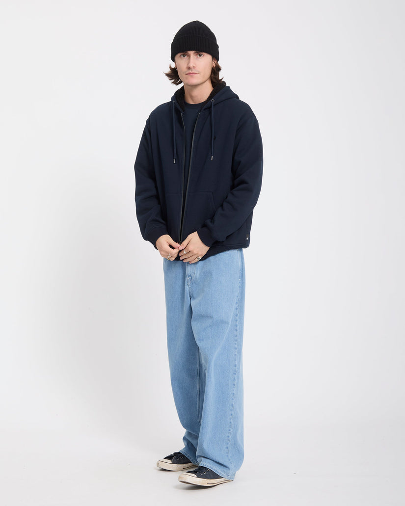 Single Stone Lined Zip Hoodie - Marine
