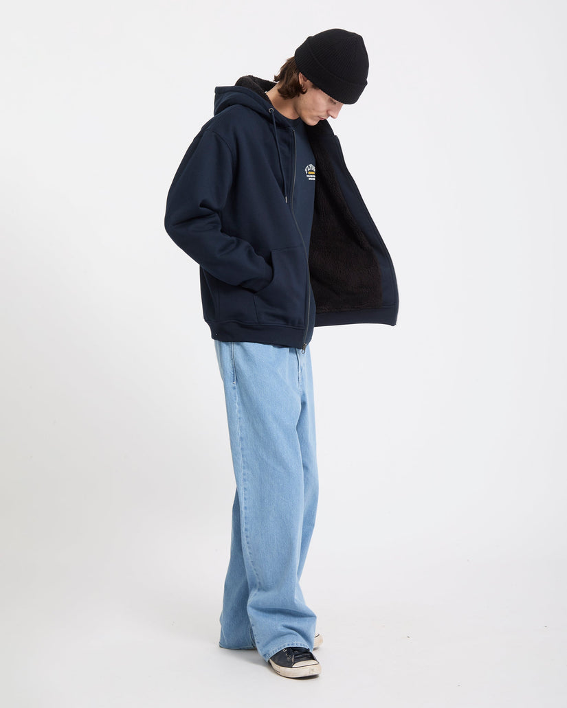 Single Stone Lined Zip Hoodie - Marine