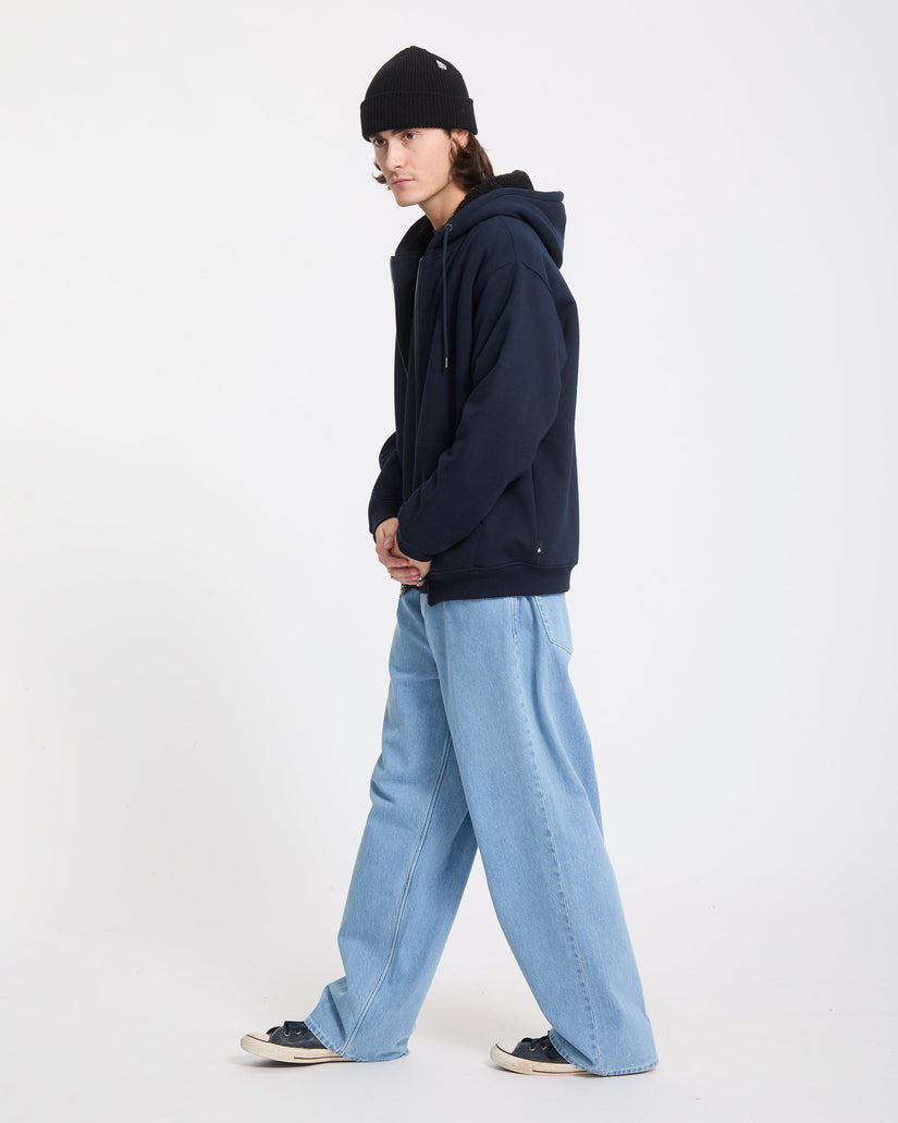 Single Stone Lined Zip Hoodie - Marine