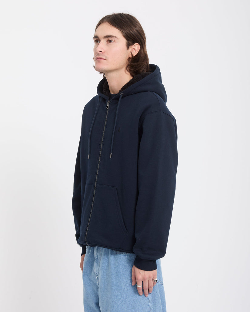 Single Stone Lined Zip Hoodie - Marine