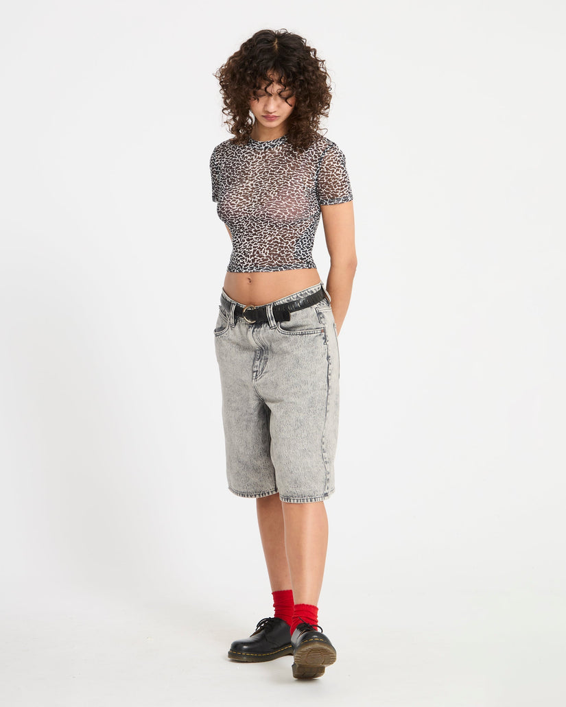 Rawly Knit Mesh Top - Black White