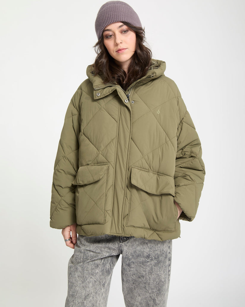 Out Of Boxy Puff Jacket - Wintermoss