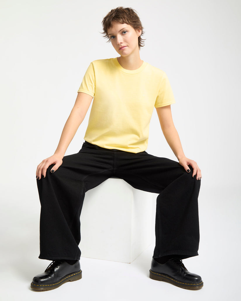 Solid Stone Besticktes T-Shirt - Dawn Yellow