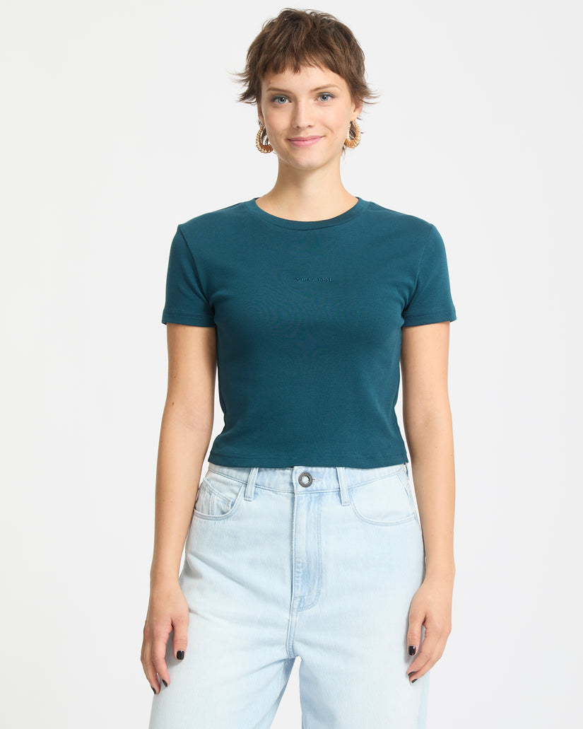 Volcomstone Tight Crop T-Shirt - Emerald Green