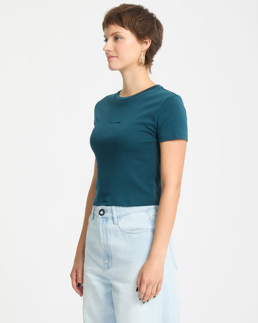 Volcomstone Tight Crop T-Shirt - Emerald Green