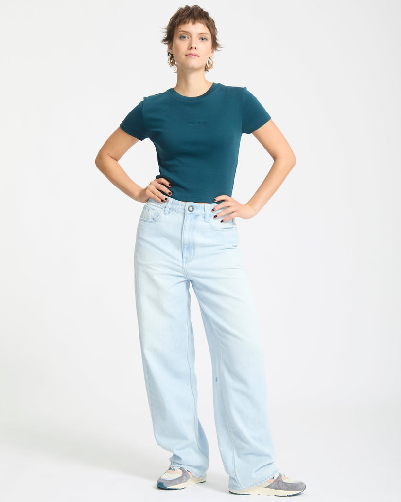 Volcomstone Tight Crop T-Shirt - Emerald Green