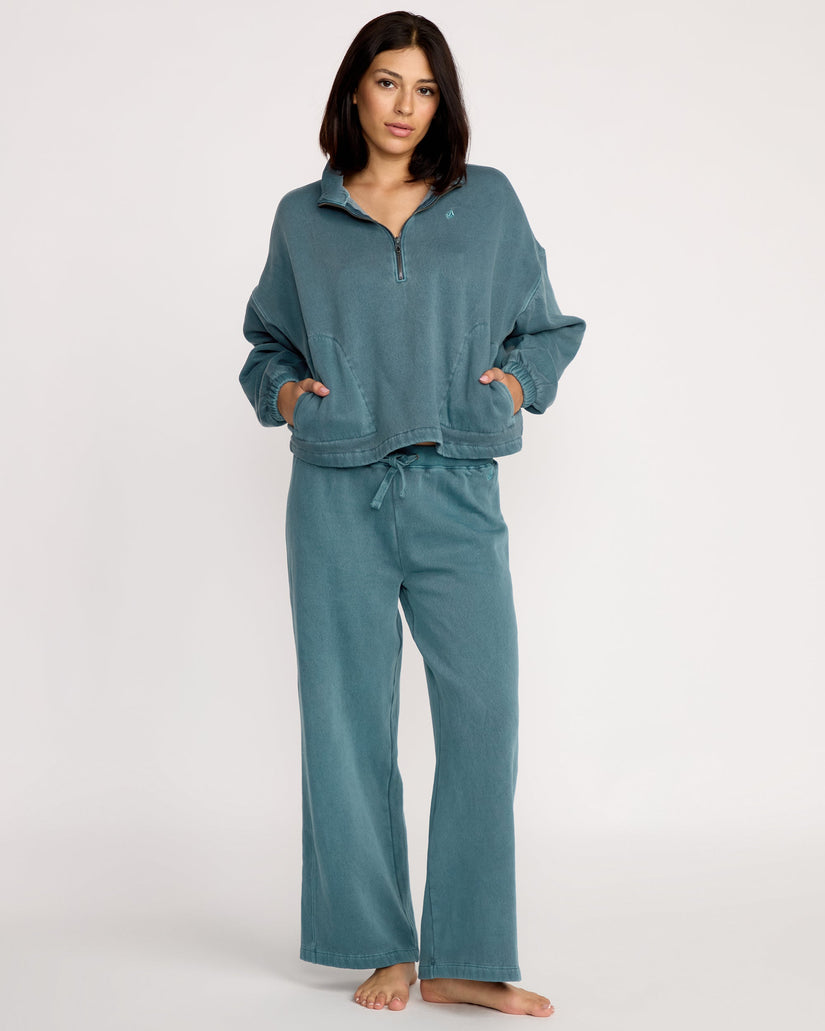 Stone Soft Quarter Zip Sweatshirt - Emerald Green