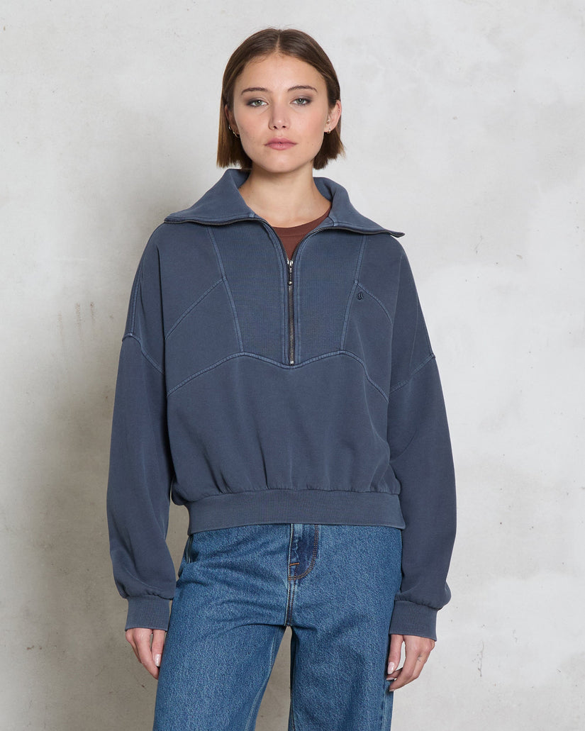 Reetrocity Quarter Zip Sweatshirt - Storm Blue