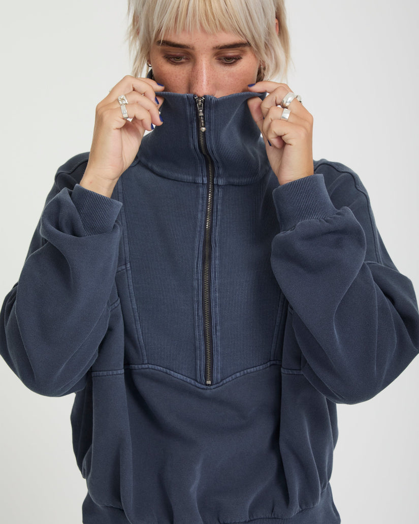 Reetrocity Quarter Zip Sweatshirt - Storm Blue