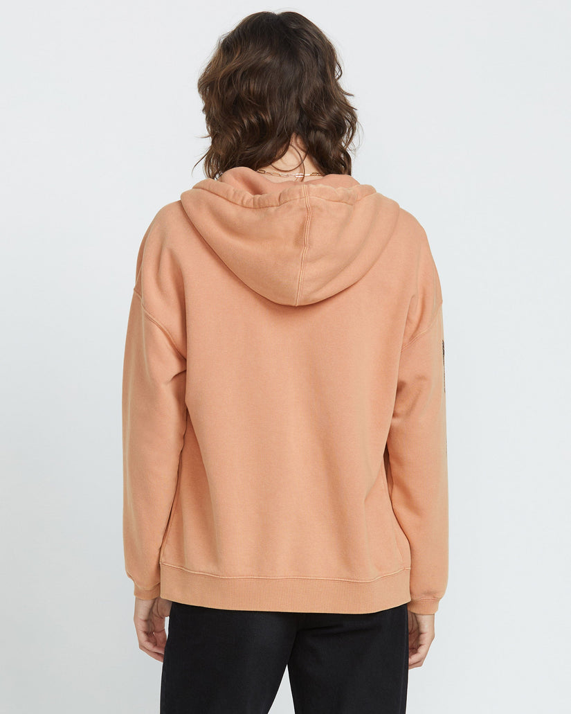 Stone Art Up Zip Hoodie - SAND BROWN