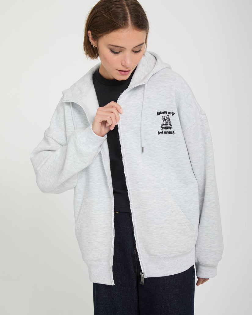 Ozzy Fleece Zip Hoodie - Bone Heather