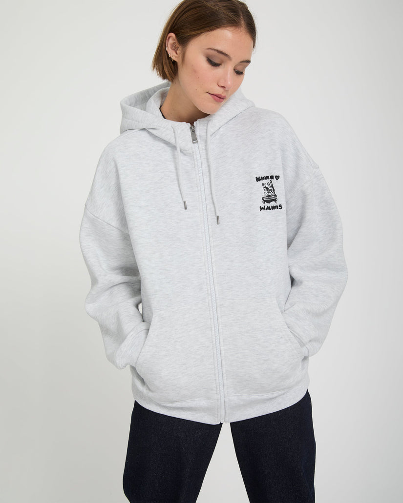 Ozzy Fleece Zip Hoodie - Bone Heather