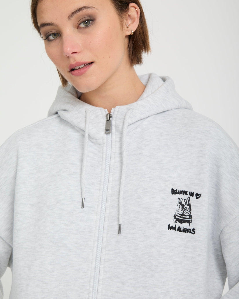 Ozzy Fleece Zip Hoodie - Bone Heather