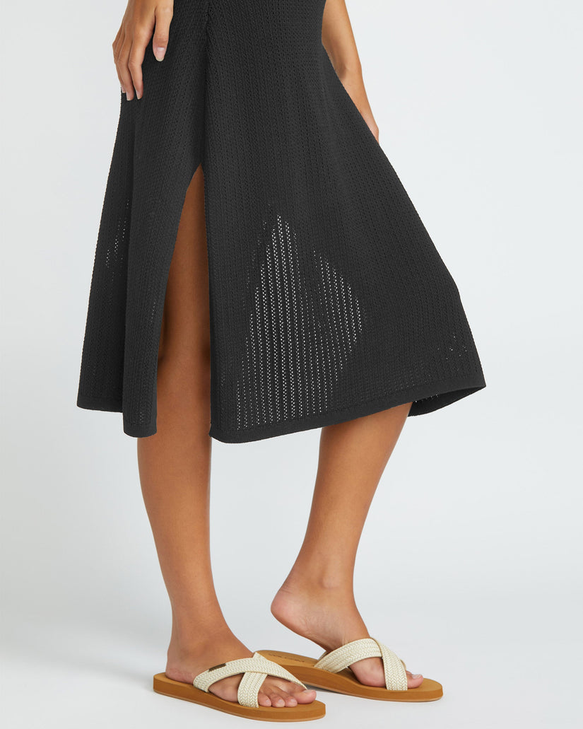 Meshy Beach Cover Up Dress - BLACK