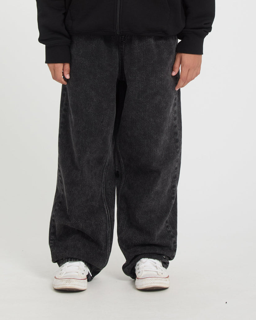 Freazy Loose Elasticated Waist Jeans - Blackity Black - (KIDS)
